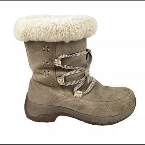 ULU Womens Waterproof Winter Boots Tan Sherpa Sz 7